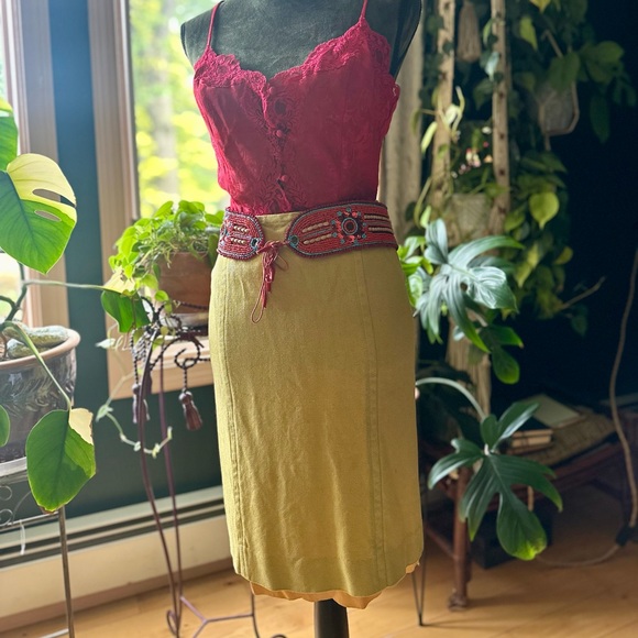 1960’s Vintage Int Ladies Union Made Yellow Tweed Pencil Skirt, High Waisted - Picture 4 of 8